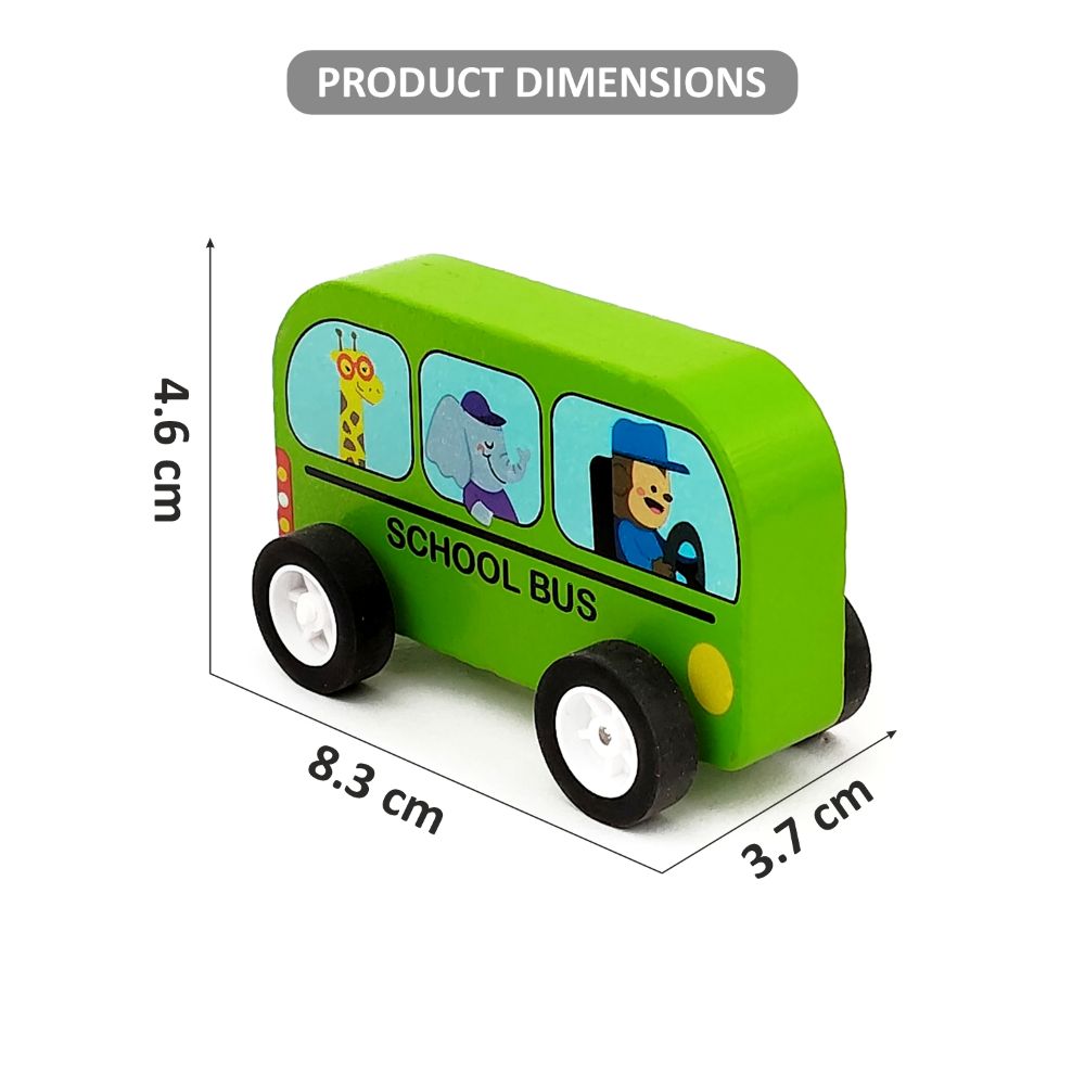 Minnics Wooden Toy Cars Set for Kids (6 pcs) | Police, Ambulance, Taxi, School Bus, Fire Truck & Trash Truck | Montessori Educational Vehicles