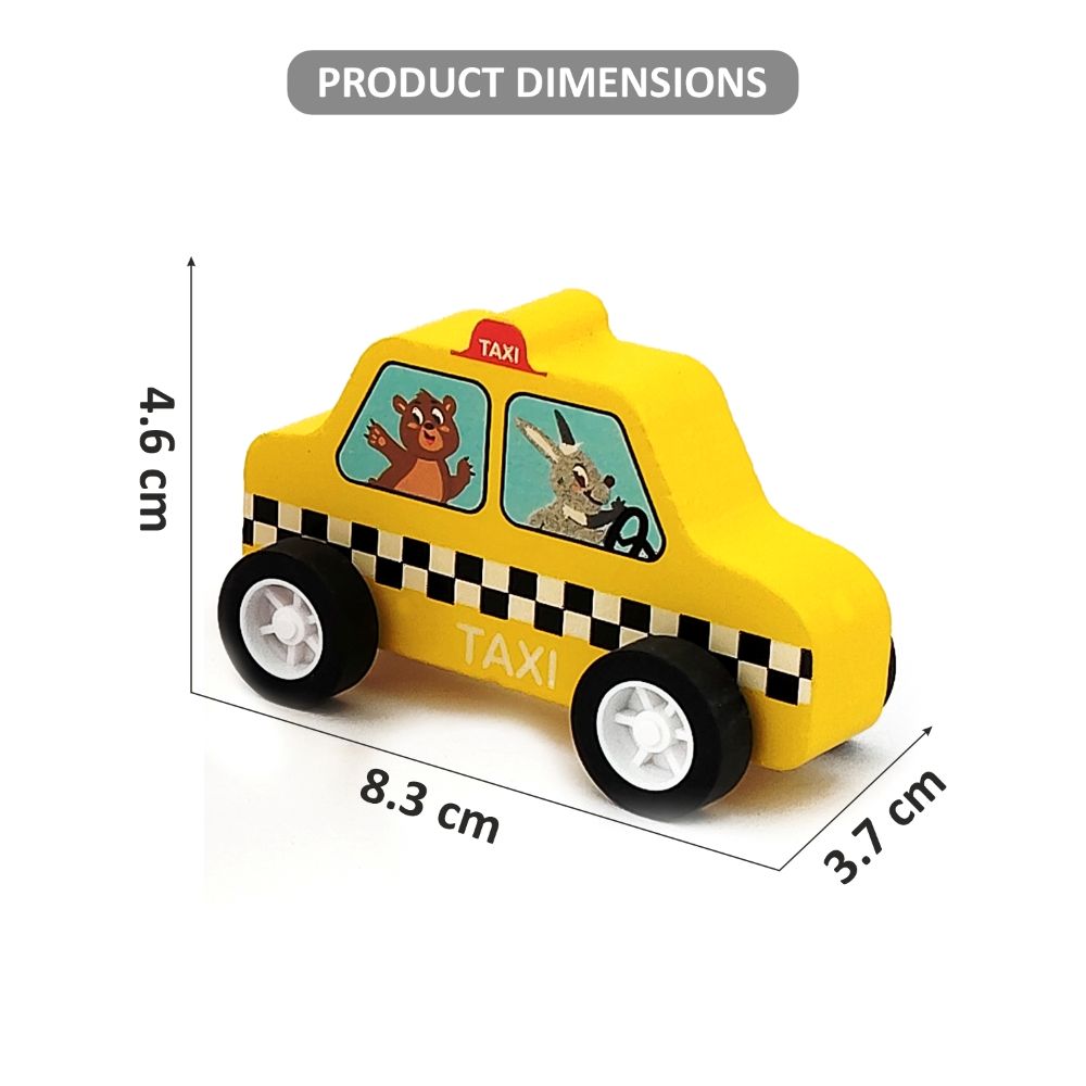 Minnics Wooden Toy Cars Set for Kids (6 pcs) | Police, Ambulance, Taxi, School Bus, Fire Truck & Trash Truck | Montessori Educational Vehicles