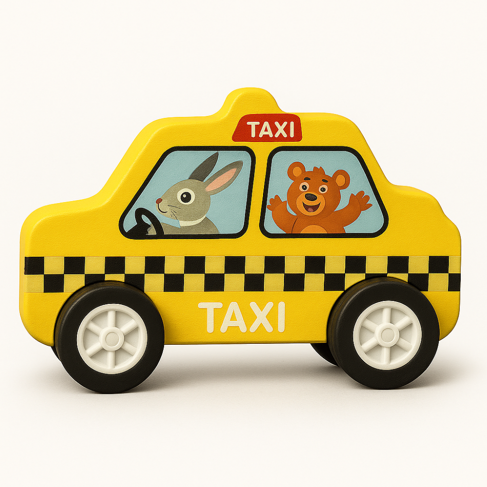 Minnics Wooden Toy Cars Set for Kids (6 pcs) | Police, Ambulance, Taxi, School Bus, Fire Truck & Trash Truck | Montessori Educational Vehicles