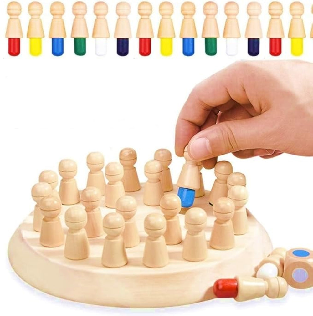 MINNICS® Wooden Memory Chess Game for Kids | Fun Indoor Board Game for 5-10 Years | Mind Logic Memory Match Stick Game | Brain Booster Toy for Boys & Girls | Kids Board Games 7+ Years (Memory Chess)
