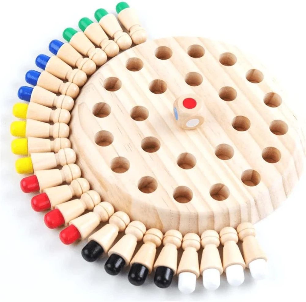 MINNICS® Wooden Memory Chess Game for Kids | Fun Indoor Board Game for 5-10 Years | Mind Logic Memory Match Stick Game | Brain Booster Toy for Boys & Girls | Kids Board Games 7+ Years (Memory Chess)