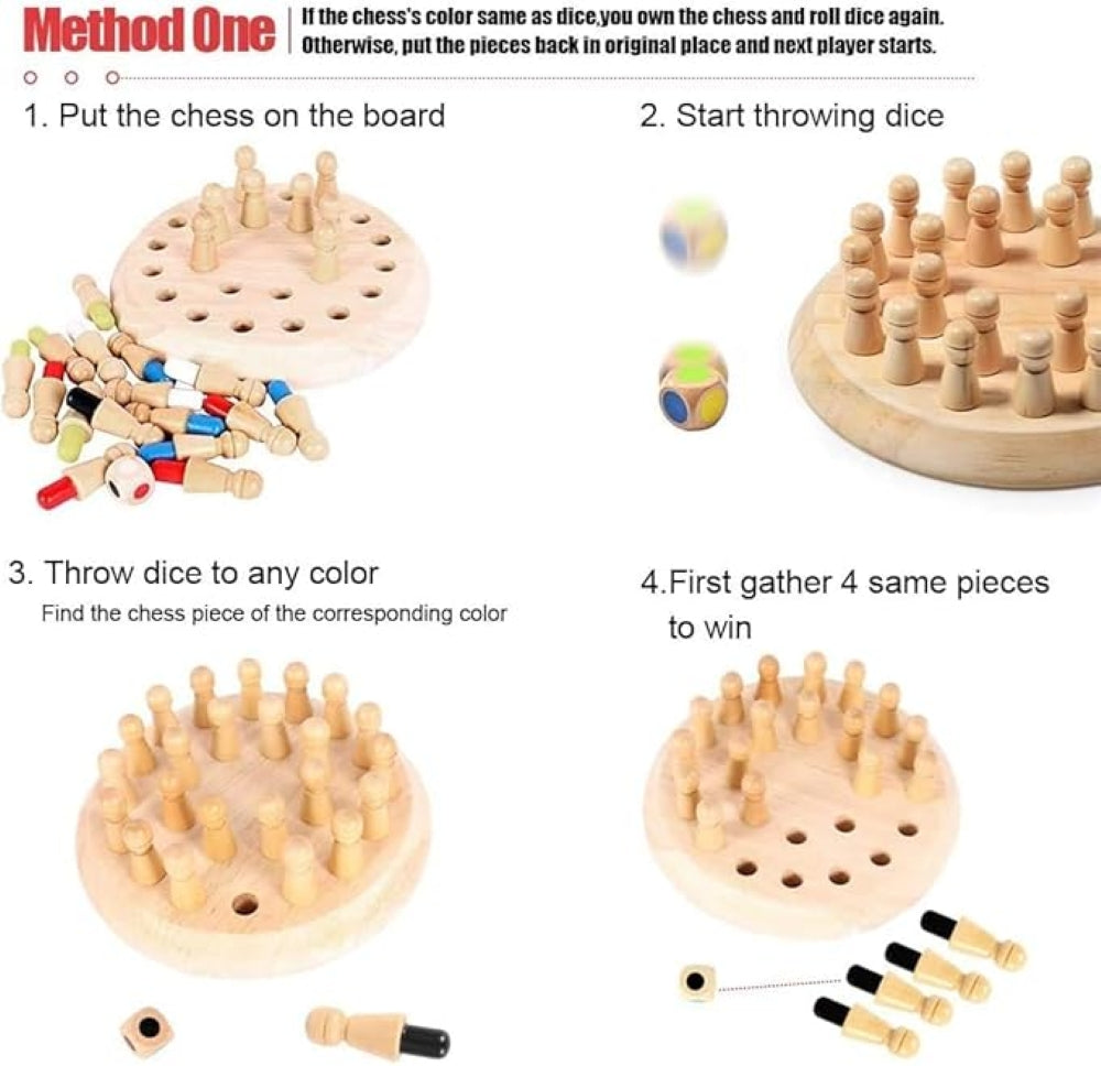 MINNICS® Wooden Memory Chess Game for Kids | Fun Indoor Board Game for 5-10 Years | Mind Logic Memory Match Stick Game | Brain Booster Toy for Boys & Girls | Kids Board Games 7+ Years (Memory Chess)