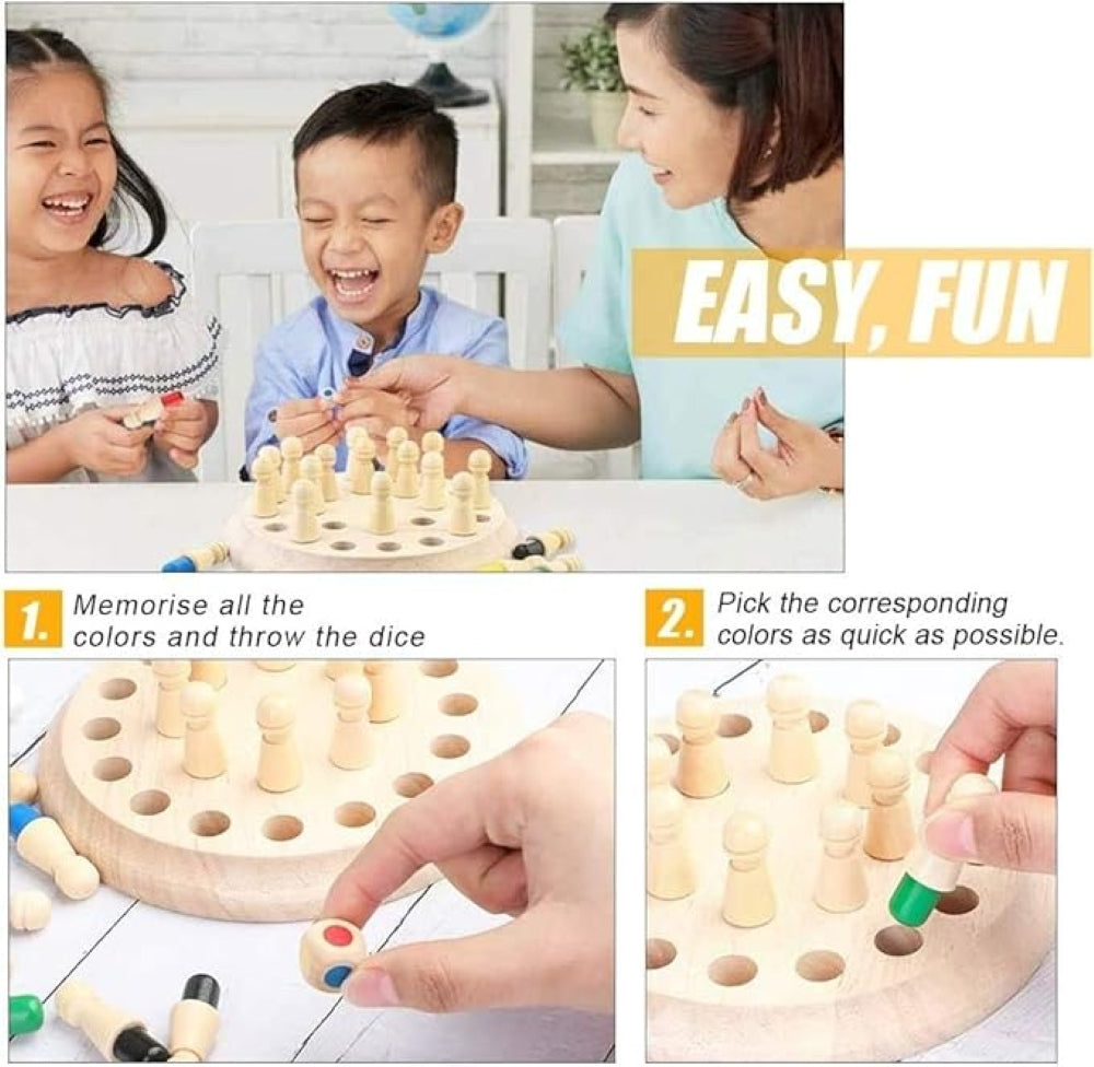 MINNICS® Wooden Memory Chess Game for Kids | Fun Indoor Board Game for 5-10 Years | Mind Logic Memory Match Stick Game | Brain Booster Toy for Boys & Girls | Kids Board Games 7+ Years (Memory Chess)