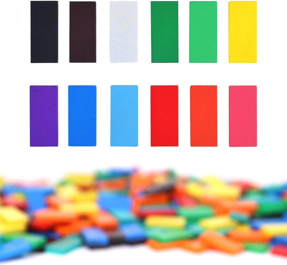 MINNICS Wooden Domino Blocks for Kids | 120 Pcs Colorful Stacking & Building Game