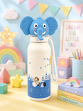 AFRESH 365 Elephant Collection Stainless Steel Vacuum Insulated Water Bottle 560ml (19oz) | Kids Leakproof Straw Bottle with Flip-Top Lid & Carry Strap