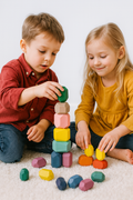 MINNICS Wooden Stacking Stones, 16 Piece Geometric Balancing Building Blocks