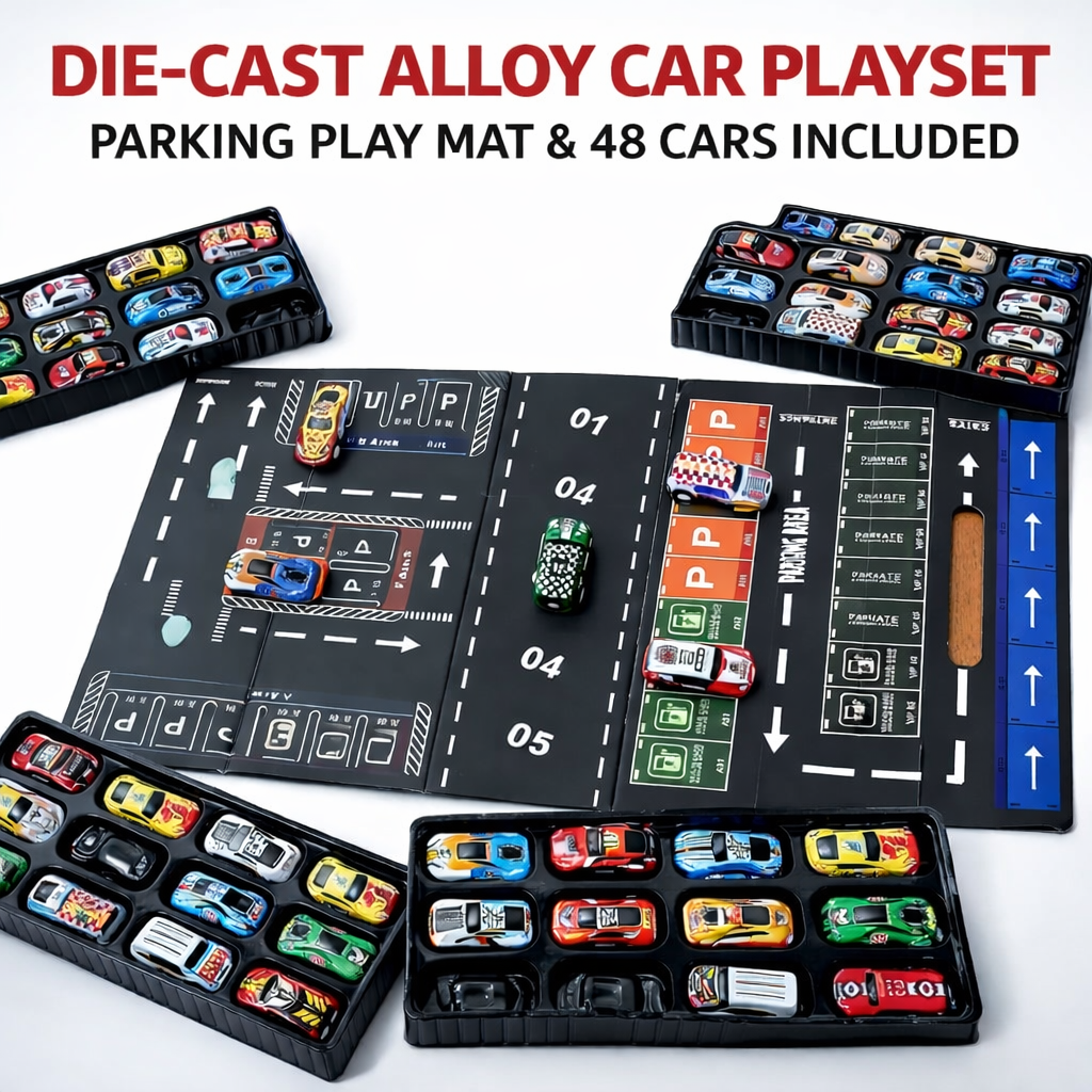 MINNICS 48pcs Pull Back Cars Set,Alloy Racing Car Toys,Bulk Mental Trucks Toy Vehicles Set