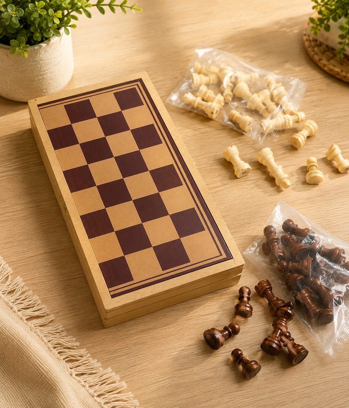 Magnetic Wooden Chess Set | Foldable Travel Chess Board with Magnetic Pieces | Classic Strategy Game for Kids & Adults | Portable Wooden Chess Set