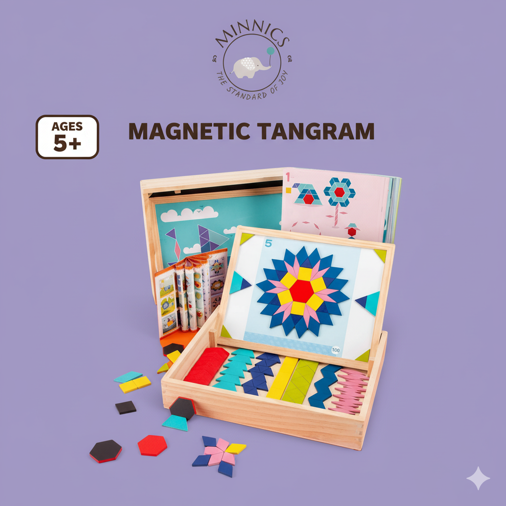 Minnics Wooden Magnetic Educational Toy - White & Black Board for Kids, Easel Art & Writing Board - Adjustable Height, Double-Sided Board for Creative Learning