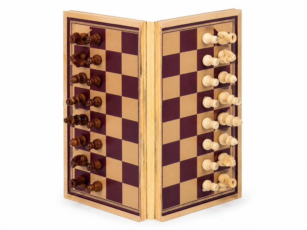 Magnetic Wooden Chess Set | Foldable Travel Chess Board with Magnetic Pieces | Classic Strategy Game for Kids & Adults | Portable Wooden Chess Set