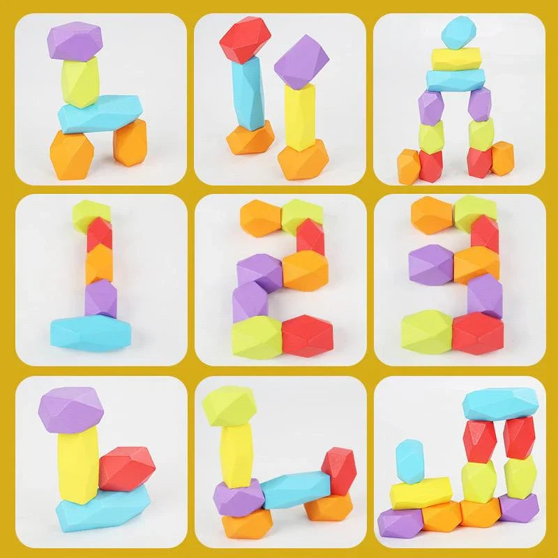 Minnics Stack & Erase Block Erasers for Kids, Geometric Shapes, Bright Pastel and Neon Colors, 10 Pieces