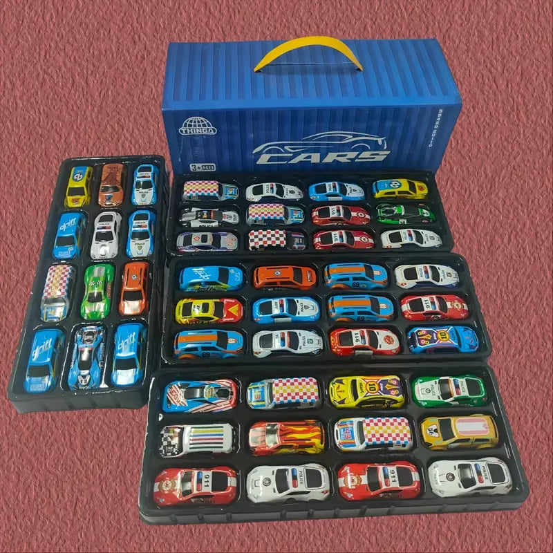 MINNICS 48pcs Pull Back Cars Set,Alloy Racing Car Toys,Bulk Mental Trucks Toy Vehicles Set