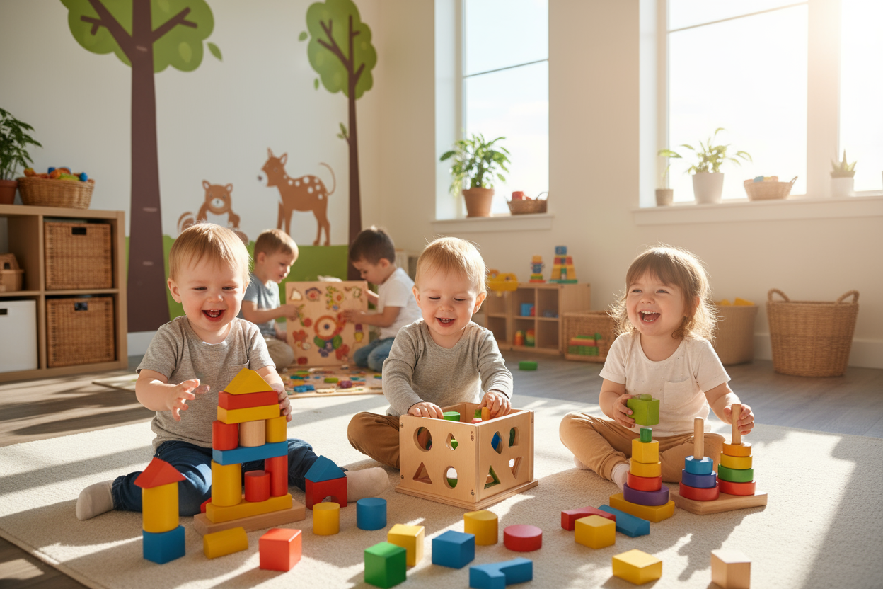 Wooden toys kids happy educational